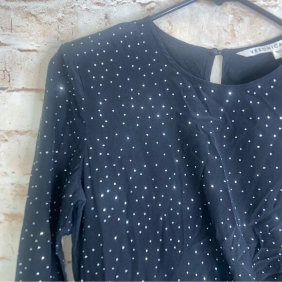 Veronica Beard Amara Ruched Silk Long-Sleeve Embellished Dress Black Siz… - Picture 4 of 10